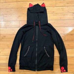 Abbey Dawn Inspired Cat Ears & Paws Hoodie Sz S Custom Hand Studded Y2K.
